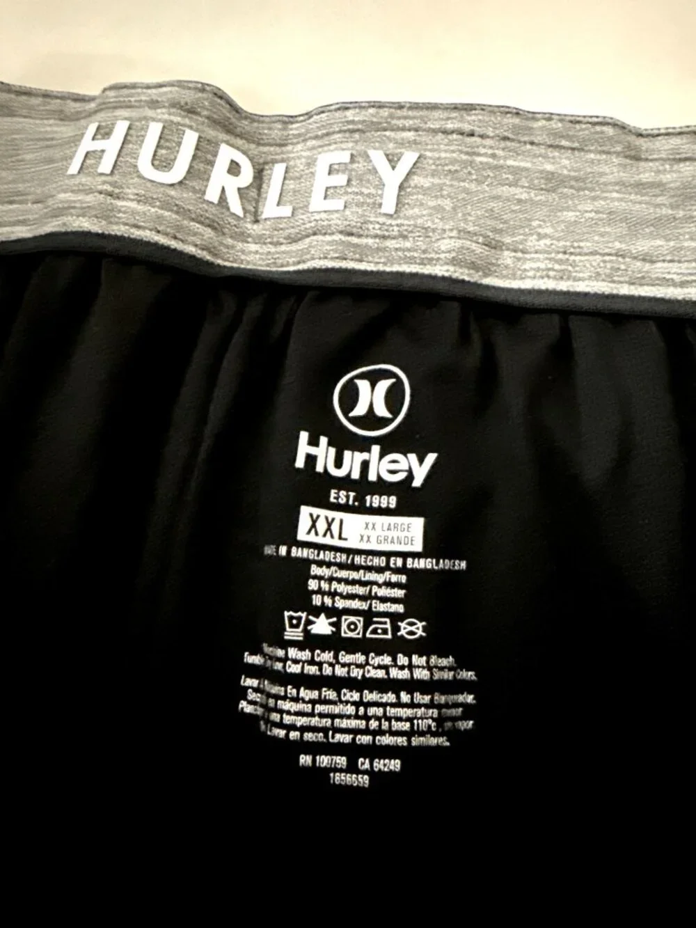 Hurley Mens XXL Black Floral Swim Shorts With Elastic Waist & Drawstring - Picture 3 of 6